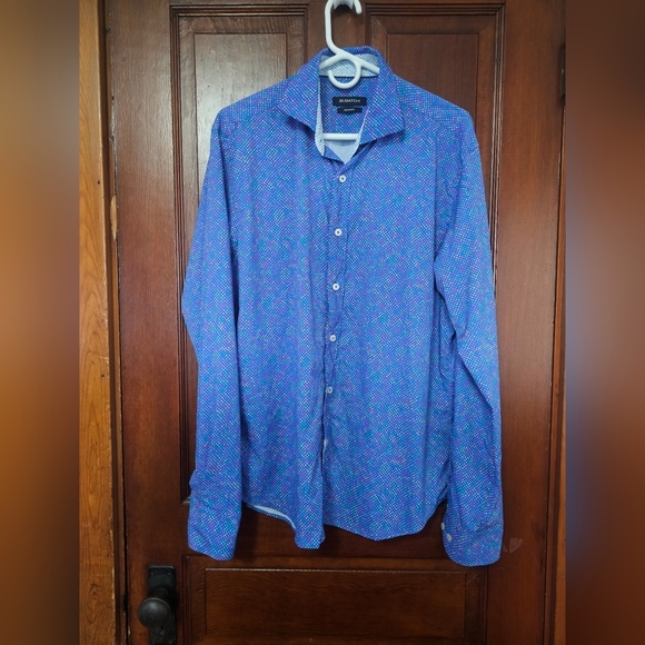 Bugatchi Blue Dotted Multi Color Shirt - Picture 3 of 13